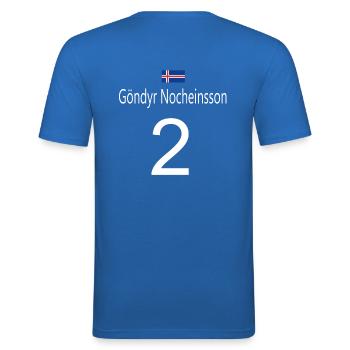 Isländisches Fußball Trikot Bier Stadion WM EM - Männer Slim Fit T-Shirt - Königsblau - Hinten - Jaron (178cm)