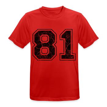 Number 81 in the grunge look - T-shirt respirant Homme - rouge - Devant - AI Model Male 185 dark (185cm)