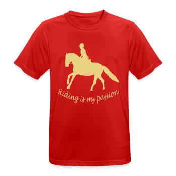 Reiter mit Pferd - Männer T-Shirt atmungsaktiv - Rot - Vorne - AI Model Male 185 dark (185cm)