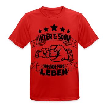 VATER & SOHN FREUNDE FÜRS LEBEN - Männer T-Shirt atmungsaktiv - Rot - Vorne - AI Model Male 185 dark (185cm)