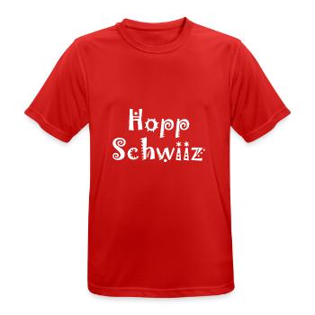 Hopp Schwiiz - Switzerland - Schweiz - Suisse - Men's Breathable T-Shirt - red - Front - AI Model Male 185 dark (185cm)