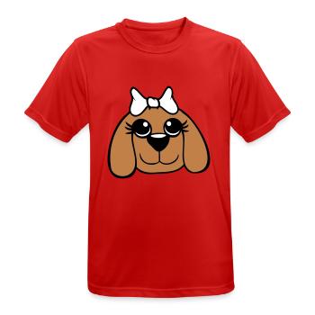 Dog Face Girl Cute Bow Female Woman - Men's Breathable T-Shirt - red - Front - AI Model Male 185 dark (185cm)