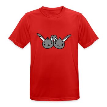 2 Bunnies Friends Team Crew Couple Two Lucky - Men's Breathable T-Shirt - red - Front - AI Model Male 185 dark (185cm)
