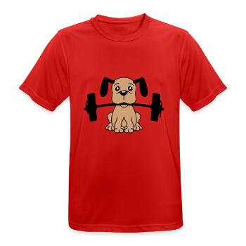 Dog Bodybuilder Strong Muscles Gym Weightlifting - Men's Breathable T-Shirt - red - Front - AI Model Male 185 dark (185cm)