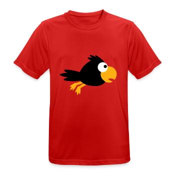 Raven Bird Flying Fast Cool Funny Cartoon Humor - Men's Breathable T-Shirt - red - Front - AI Model Male 185 dark (185cm)