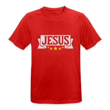 Citation de la bannière de Jésus-Christ - T-shirt respirant Homme - rouge - Devant - AI Model Male 185 dark (185cm)