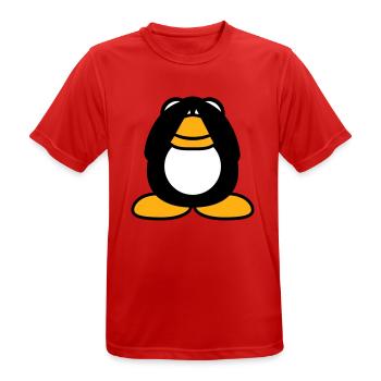 Pinguin nichts sehen blind Hände halten Augen zu - Männer T-Shirt atmungsaktiv - Rot - Vorne - AI Model Male 185 dark (185cm)
