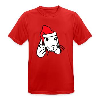 Bunny Santa Claus Christmas Hat Hat Gift - Men's Breathable T-Shirt - red - Front - AI Model Male 185 dark (185cm)