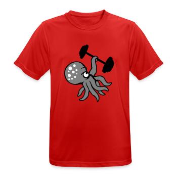 Octopus Bodybuilder Muscle Building Gym Gym - Men's Breathable T-Shirt - red - Front - AI Model Male 185 dark (185cm)