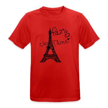 Paris Je T'aime Eiffelturm - Männer T-Shirt atmungsaktiv - Rot - Vorne - AI Model Male 185 dark (185cm)