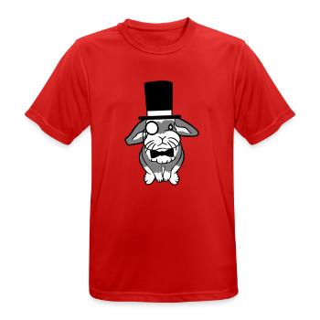 Mr. Bunny Gentleman Chapeau haut de forme Monocle Lunettes - T-shirt respirant Homme - rouge - Devant - AI Model Male 185 dark (185cm)