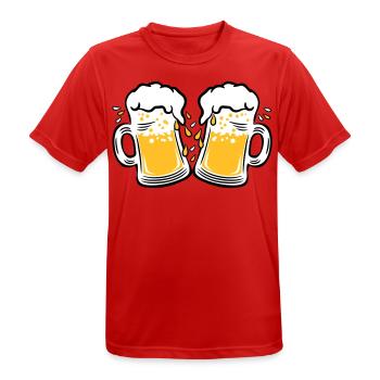 02 Two mass beers to clink glasses 3c - Men's Breathable T-Shirt - red - Front - AI Model Male 185 dark (185cm)