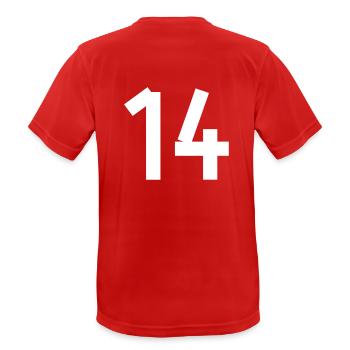 Numéro 14 - T-shirt respirant Homme - rouge - Dos - AI Model Male 185 dark (185cm)