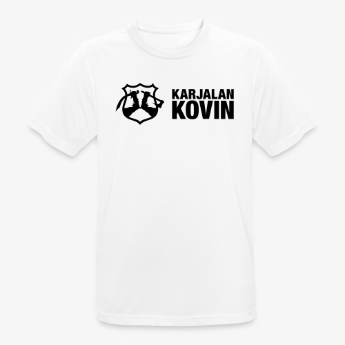 karjalan kovin logo vaaka musta - miesten tekninen t-paita