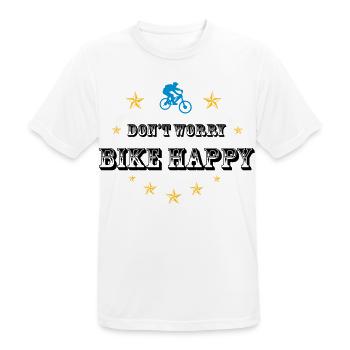 Don't worry bike happy - Männer T-Shirt atmungsaktiv - Weiß - Vorne - AI Model Male 185 dark (185cm)