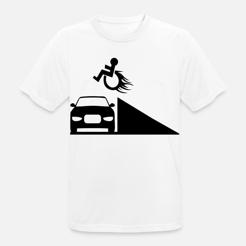 Rollstuhlfahrer springt über eine Rampe # - Männer T-Shirt atmungsaktiv - Weiß
