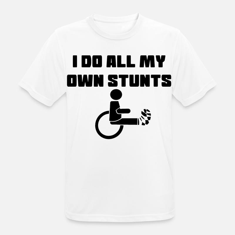 Rollstuhlfahrer mit Bein in Gips # - Männer T-Shirt atmungsaktiv - Weiß