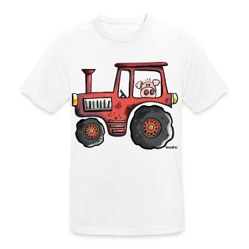 Schwein fährt Traktor - Männer T-Shirt atmungsaktiv - Weiß - Vorne - AI Model Male 185 dark (185cm)