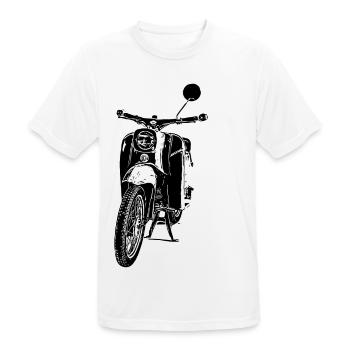 Cyclomoteur Schwalbe - T-shirt respirant Homme - blanc - Devant - AI Model Male 185 dark (185cm)