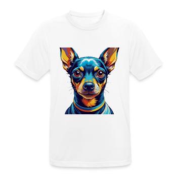 Miniatur Pinscher Hunderasse Cartoon Kawaii - Männer T-Shirt atmungsaktiv - Weiß - Vorne - AI Model Male 185 dark (185cm)