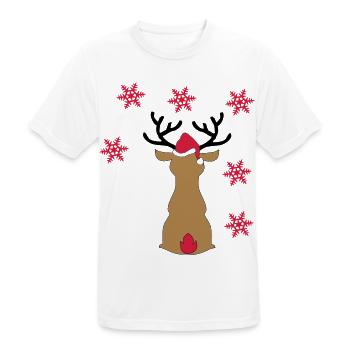 Sticker Rentier im Schnee zu Weihnachten - Männer T-Shirt atmungsaktiv - Weiß - Vorne - AI Model Male 185 dark (185cm)