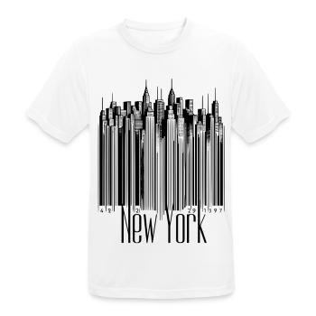 New York Code Scan Skyline NYC Voyage touristique USA l - T-shirt respirant Homme - blanc - Devant - AI Model Male 185 dark (185cm)