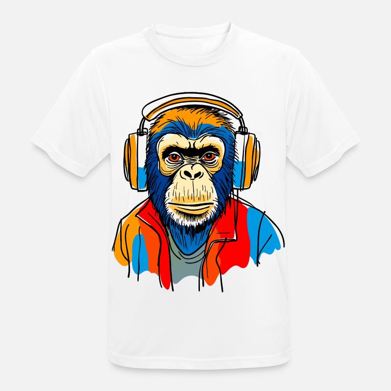 Monkey with headphones - Men's Breathable T-Shirt - white