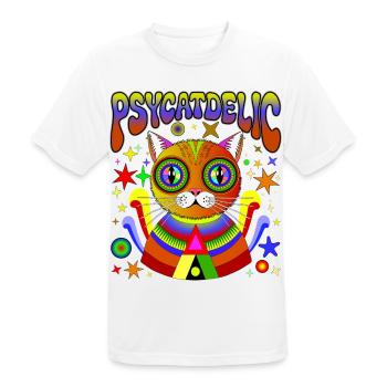 PSYCATDELIC - Männer T-Shirt atmungsaktiv - Weiß - Vorne - AI Model Male 185 dark (185cm)