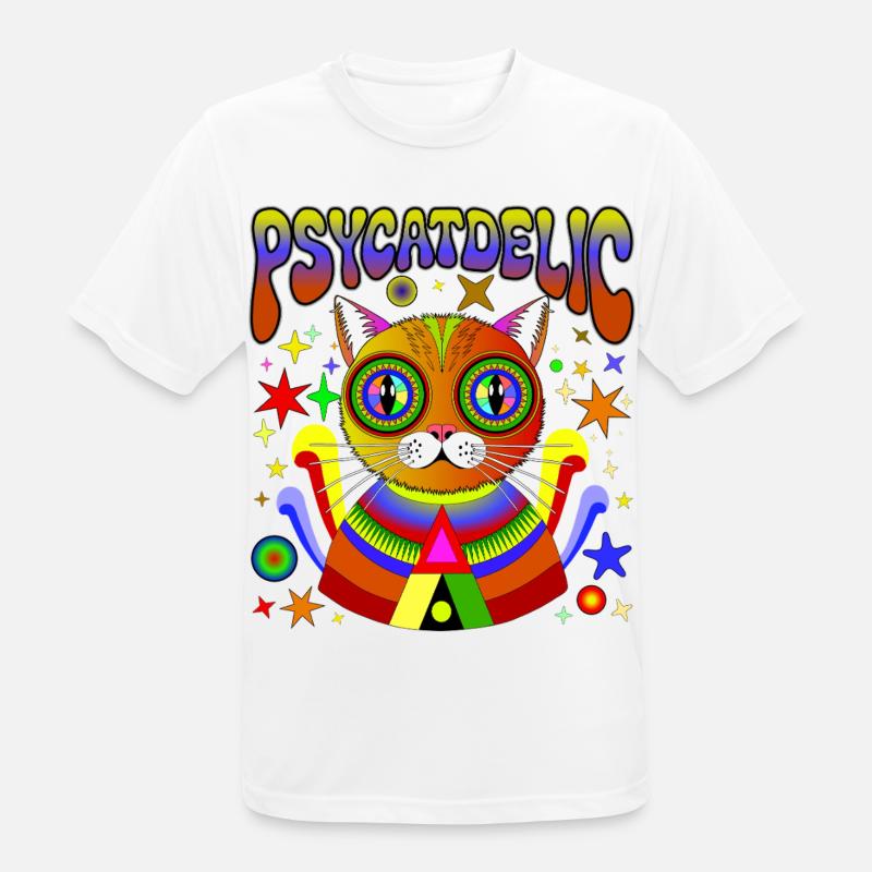 PSYCATDELIC - Männer T-Shirt atmungsaktiv - Weiß