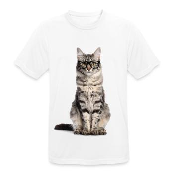 Getigerte Katze mit Brille – Wild at Heart - Männer T-Shirt atmungsaktiv - Weiß - Vorne - AI Model Male 185 dark (185cm)