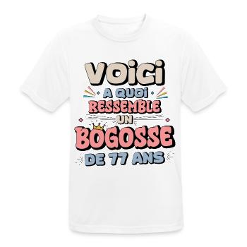 Humor zum 77. Geburtstag - Männer T-Shirt atmungsaktiv - Weiß - Vorne - AI Model Male 185 dark (185cm)