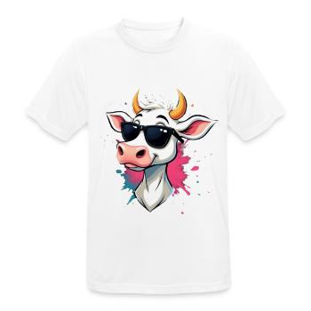 Chillen mit Sonnenbrille Kuh - Männer T-Shirt atmungsaktiv - Weiß - Vorne - AI Model Male 185 dark (185cm)