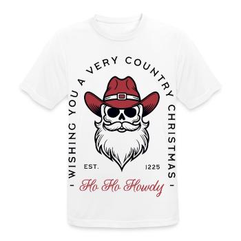 Pays Noël voeux Père Noël chapeau de cowboy Creepmas - T-shirt respirant Homme - blanc - Devant - AI Model Male 185 dark (185cm)