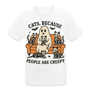 Katzen, weil Menschen gruselig sind – Halloween Ghost - Männer T-Shirt atmungsaktiv - Weiß - Vorne - AI Model Male 185 dark (185cm)