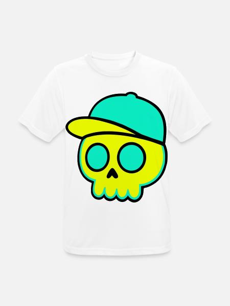 Neon Schädel Cap Streetwear - Männer T-Shirt atmungsaktiv - Weiß