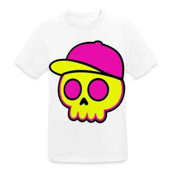 Neon Skull Cap Design - Men's Breathable T-Shirt - white - Front - AI Model Male 185 dark (185cm)