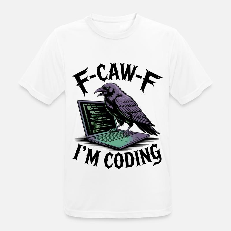 RabenCoder: Code Raven am Laptop - Männer T-Shirt atmungsaktiv - Weiß