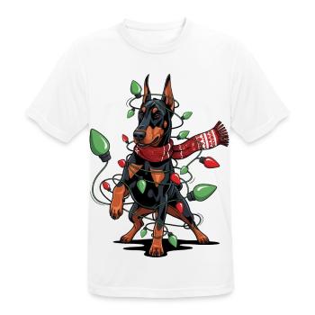 Dobermann Weihnachten Pyjama-Kostüm Geschenk Lusti - Männer T-Shirt atmungsaktiv - Weiß - Vorne - AI Model Male 185 dark (185cm)