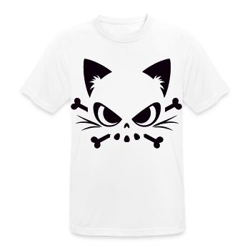 Katzen Totenkopf | Minimal Skull & Bones Motiv - Männer T-Shirt atmungsaktiv - Weiß - Vorne - AI Model Male 185 dark (185cm)