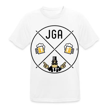 Signe de main du marié pour enterrement de vie de garçon Cercle de bière POS 3C - T-shirt respirant Homme - blanc - Devant - AI Model Male 185 dark (185cm)