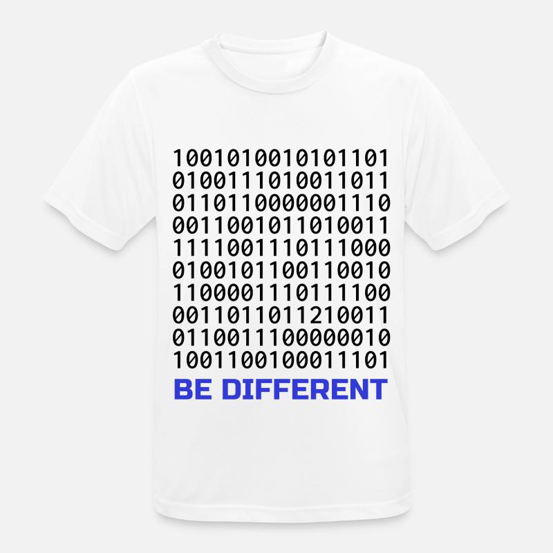 Be Different: Binary Pattern with Message - Men's Breathable T-Shirt - white