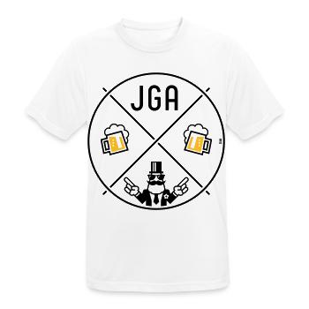 JGA Bräutigam Handzeichen Bier Kreis Symbol POS 2C - Männer T-Shirt atmungsaktiv - Weiß - Vorne - AI Model Male 185 dark (185cm)