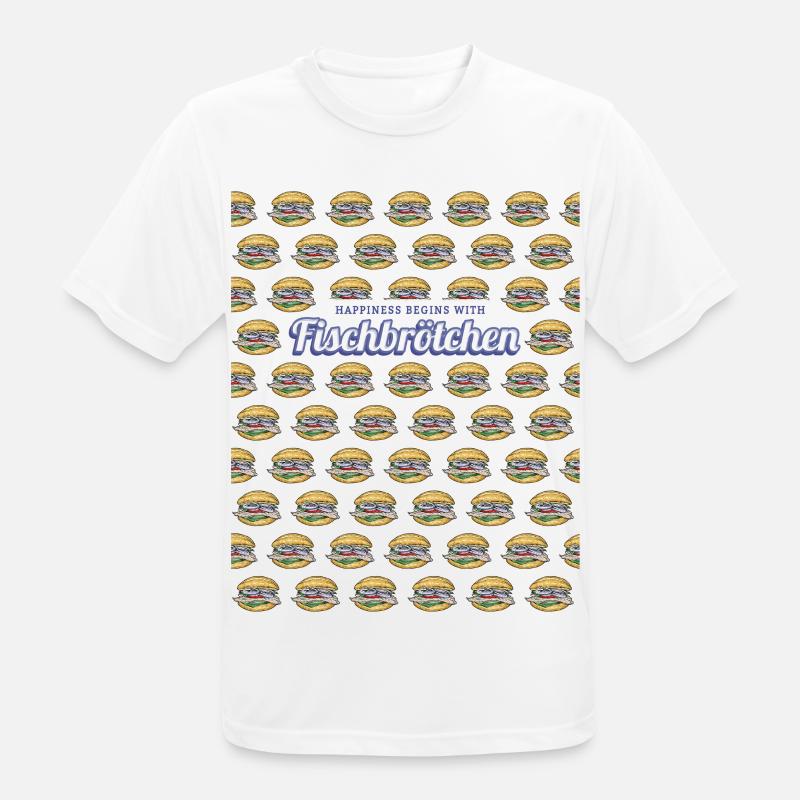 Fischbrötchen mit Matjes oder Bismarckhering - Männer T-Shirt atmungsaktiv - Weiß