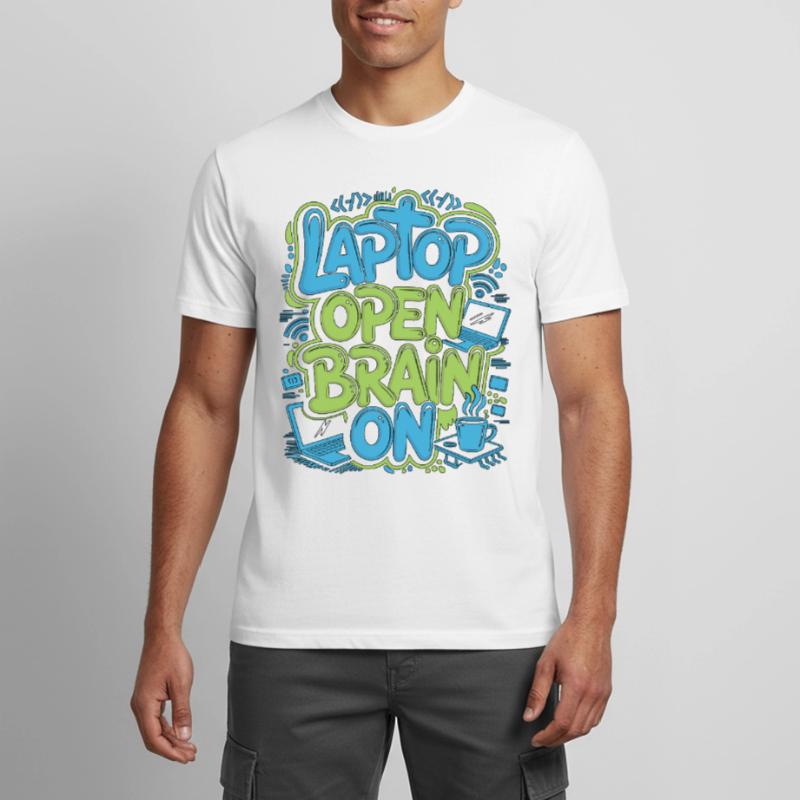 Remote Developer Laptop Open Brain On Remote Coder Men's Breathable T-Shirt