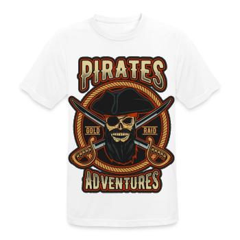 Pirate Gold Raid Patch - Men's Breathable T-Shirt - white - Front - AI Model Male 185 dark (185cm)