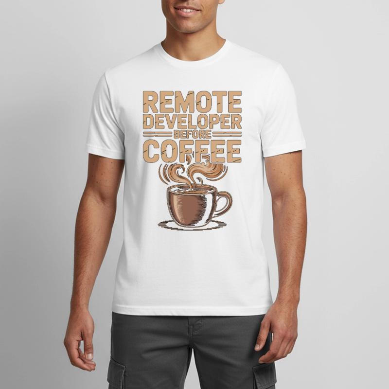 Remote Developer Before Remote Coder Coffee Lover Männer T-Shirt atmungsaktiv