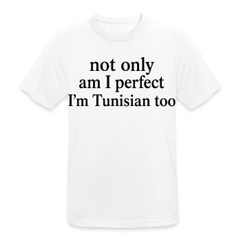 Parfait Et Tunisien Humour | Cadeau Fierté Tunisie - T-shirt respirant Homme - blanc - Devant - AI Model Male 185 dark (185cm)