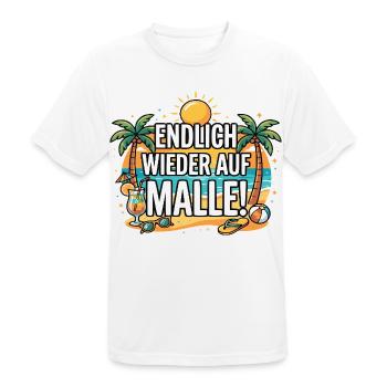 Endlich wieder auf Malle Mallorca Urlaub - Männer T-Shirt atmungsaktiv - Weiß - Vorne - AI Model Male 185 dark (185cm)