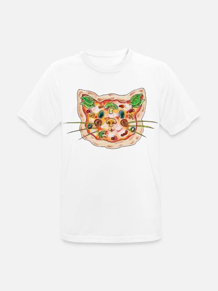 Pizza Katze - Männer T-Shirt atmungsaktiv - Weiß