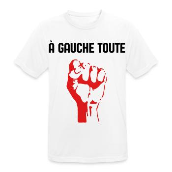 à Gauche Toute  humour politique élection 2027 LFI - T-shirt respirant Homme - blanc - Devant - AI Model Male 185 dark (185cm)